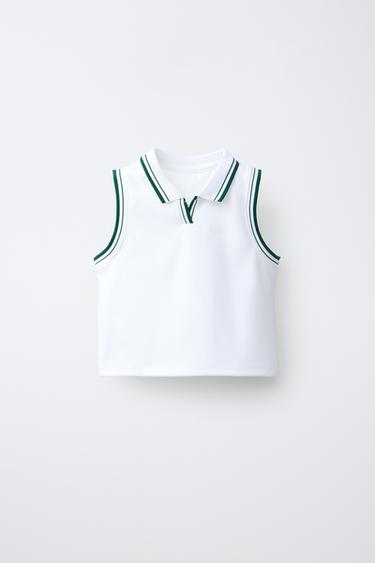 ПОЛО С КОНТРАСТНЫМ ТЕКСТОМ — БЕЛЫЙ от Zara