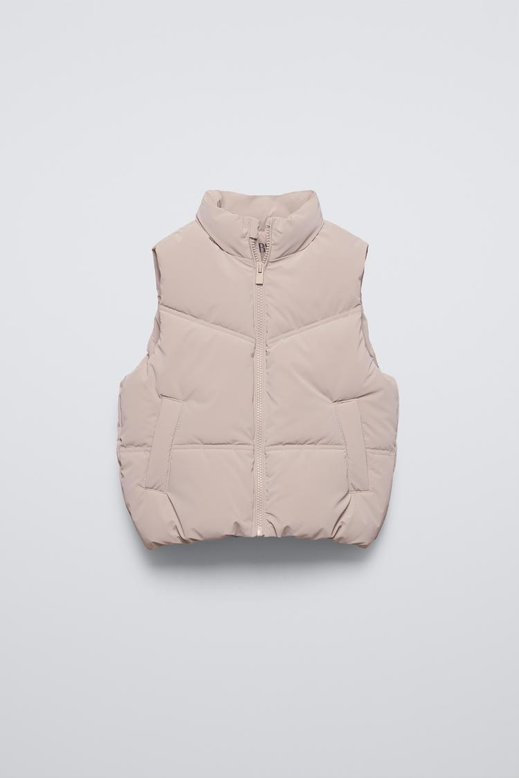 Jacket Gilet Beige Zara RUBBERISED GILET Ice ZARA Australia