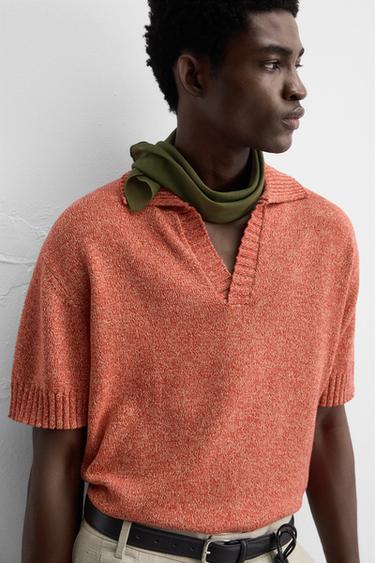 CONTRAST KNIT POLO SHIRT - Red by Zara
