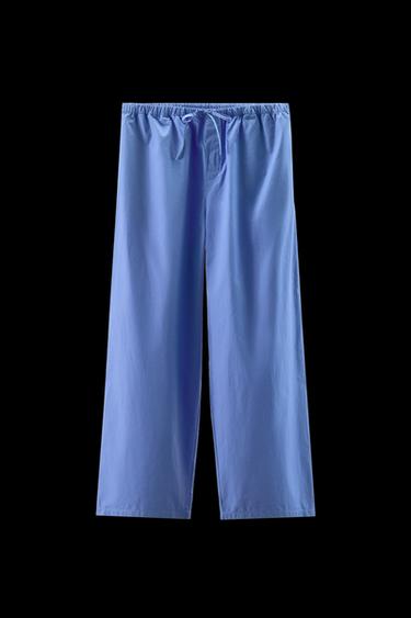 POPLIN PYJAMA TROUSERS - Indigo by Zara - Image 0