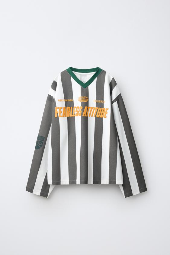 STRIPE PRINT T-SHIRT - Ecru / Black de Zara - Imagen 0