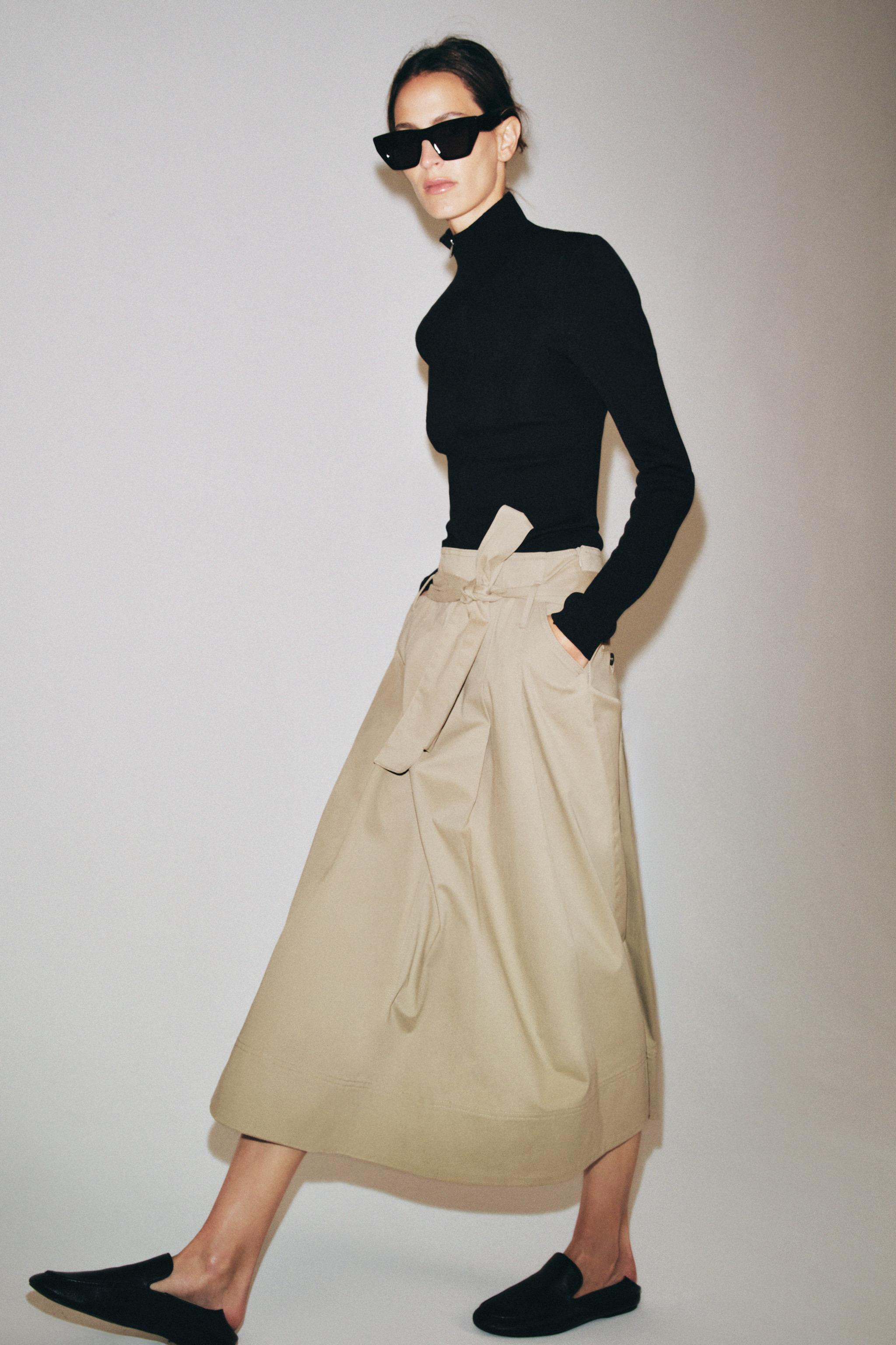 ZW COLLECTION BELTED MIDI SKIRT — taupe brown (alternate view)