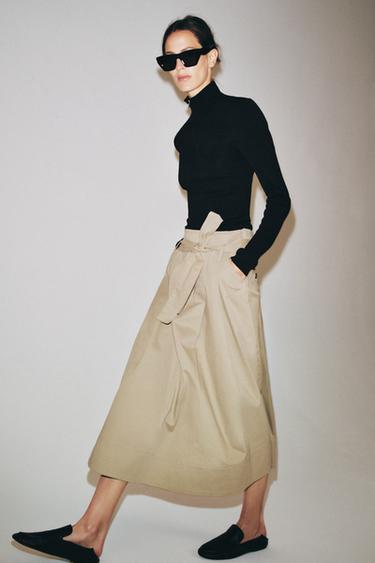FALDILLA MIDI AMB CINTURÓ ZW COLLECTION - terrós de Zara