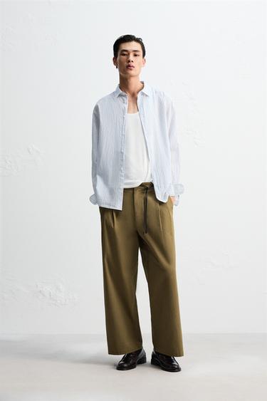 Zara WIDE FIT CHINO PANTS - Khaki - Image 0