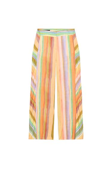 STRIPED WIDE-LEG TROUSERS - Multicoloured by Zara
