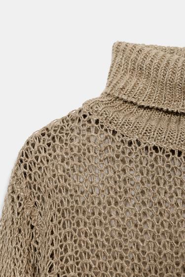 CUTWORK KNIT 100% LINEN JUMPER - Straw by Zara - Image 7