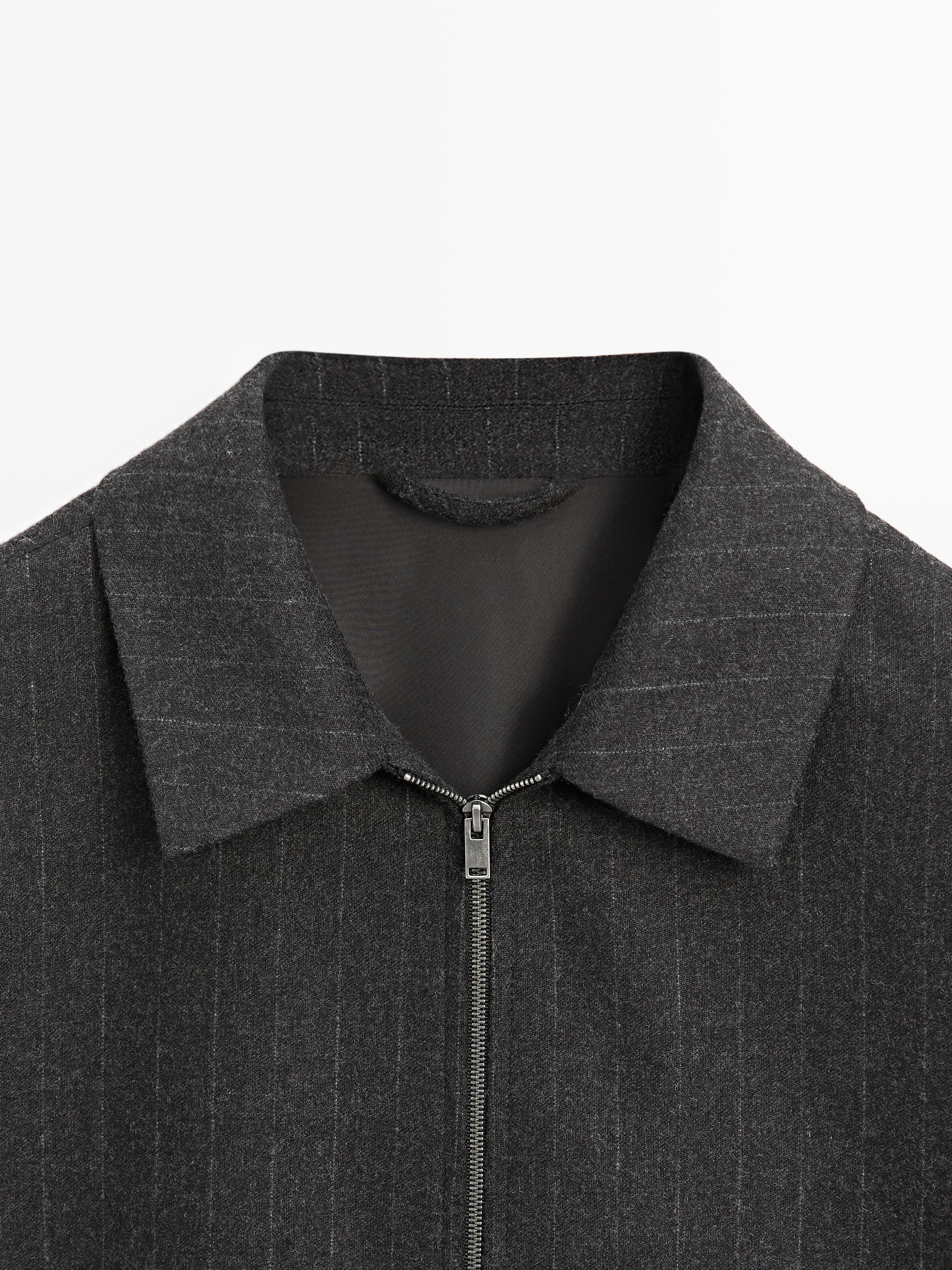 Blouson à rayures en laine mélangée