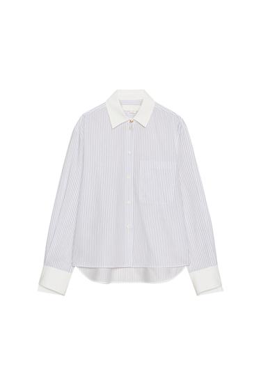 РУБАШКА В ПОЛОСКУ С КОНТРАСТНЫМ ВОРОТНИКОМ — ZW COLLECTION — Полоски от Zara