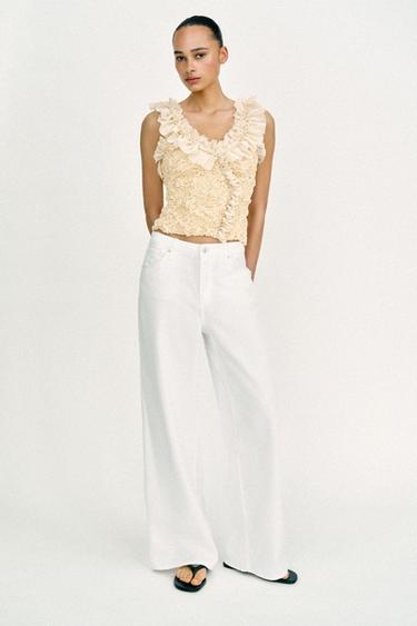 ROMANTIC COMBINED KNIT TOP - Beige-pink by Zara