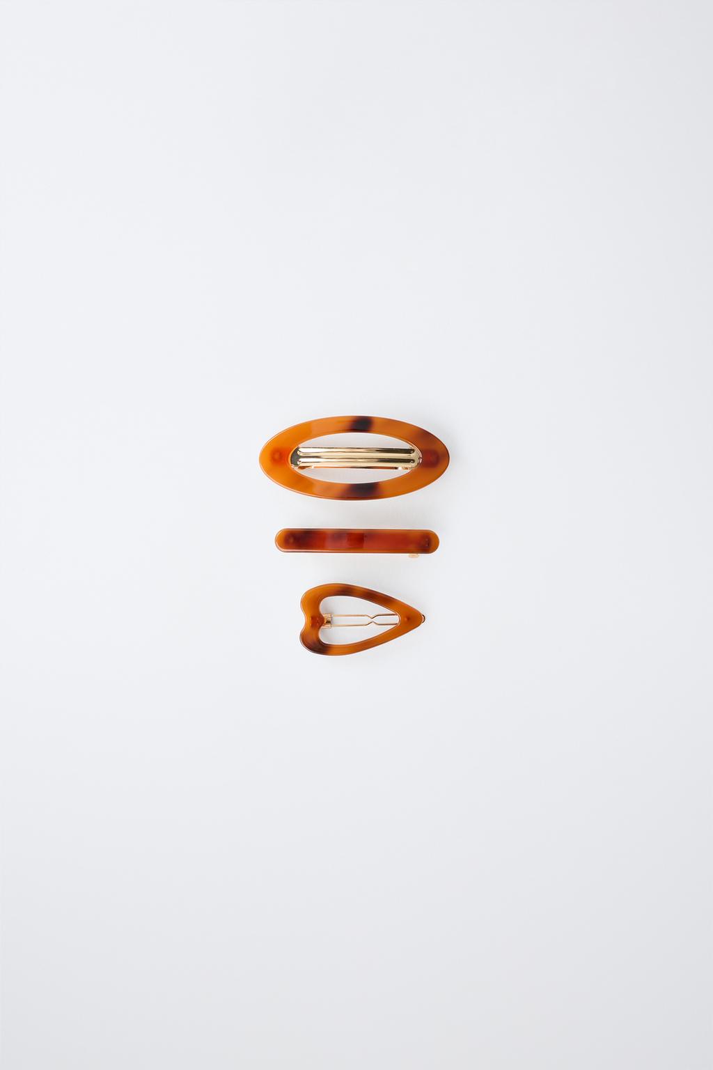 PACK OF 3 TORTOISESHELL-EFFECT HAIR CLIPS