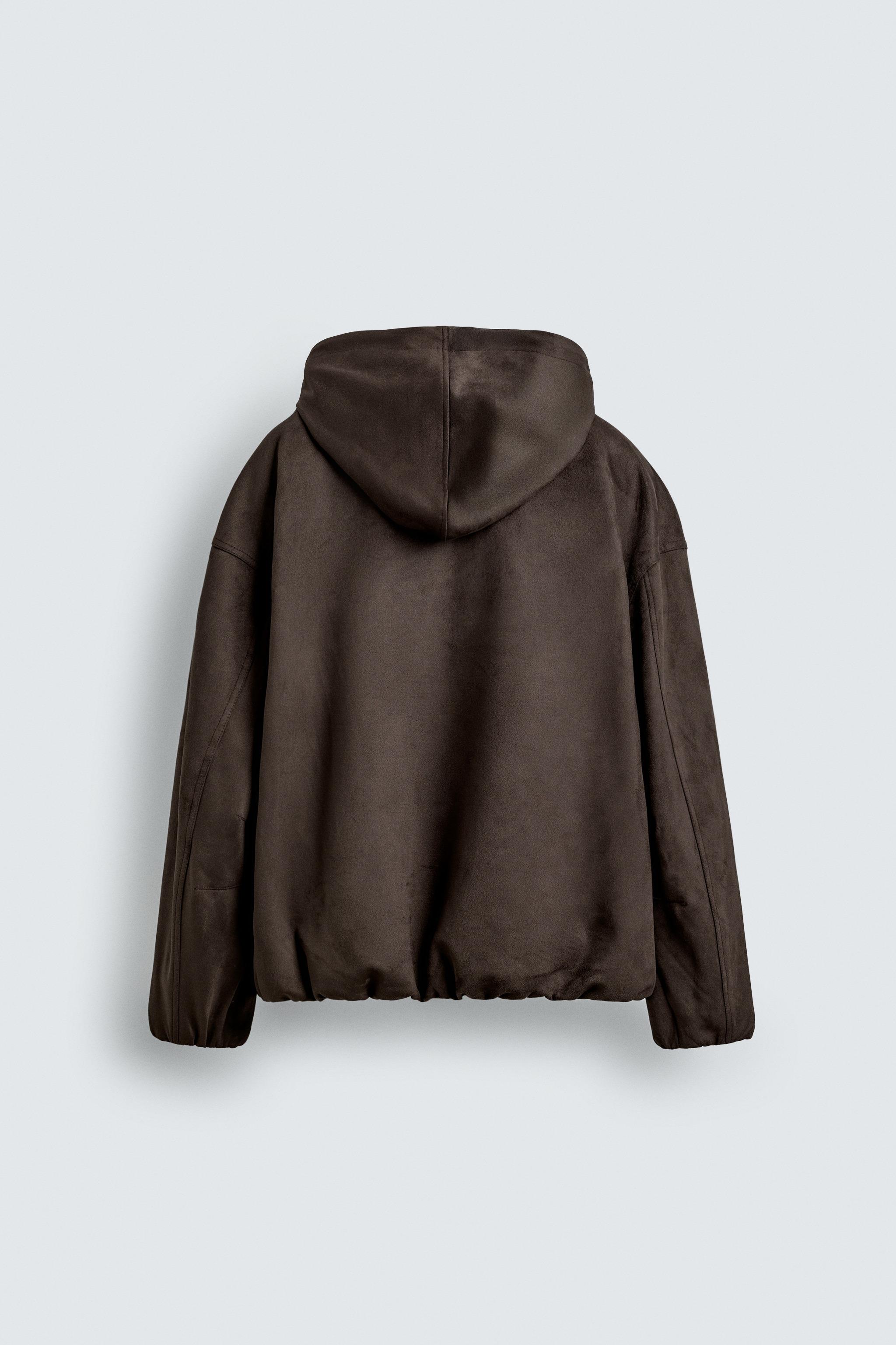 フェイクスエード フーデッドジャケット - ブラウン | ZARA Japan / 日本