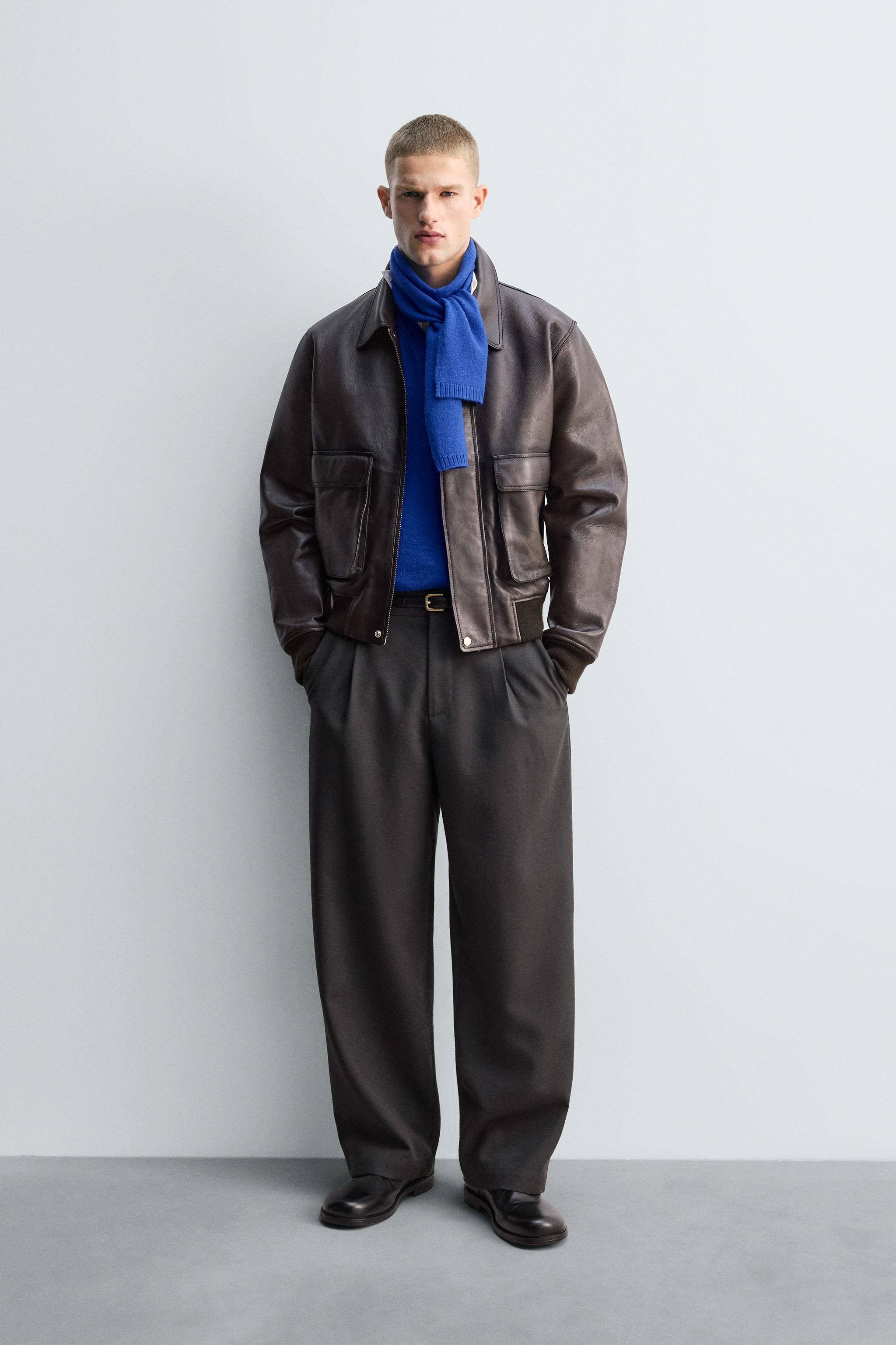 Leather Jacket ほぼ新品未使用 LIMITED EDITION LEATHER JACKET - Brown | ZARA United States