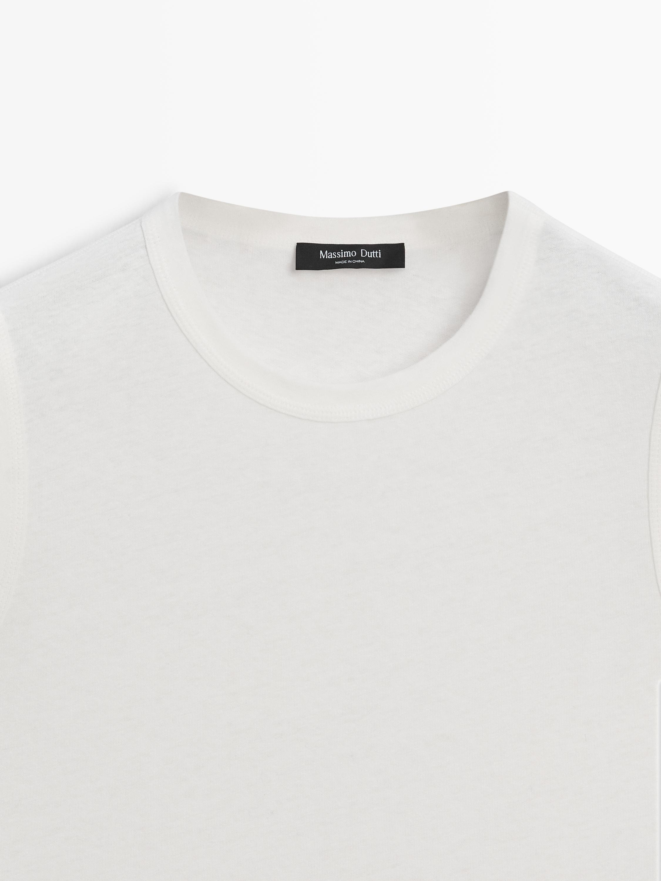 Sleeveless linen blend T-shirt
