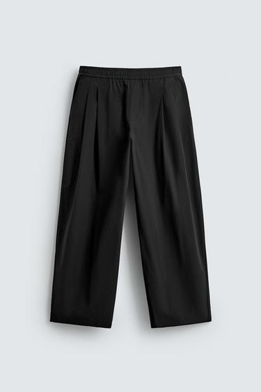 BALLOON FIT TECHNICAL TEXTURED TROUSERS - Black by Zara