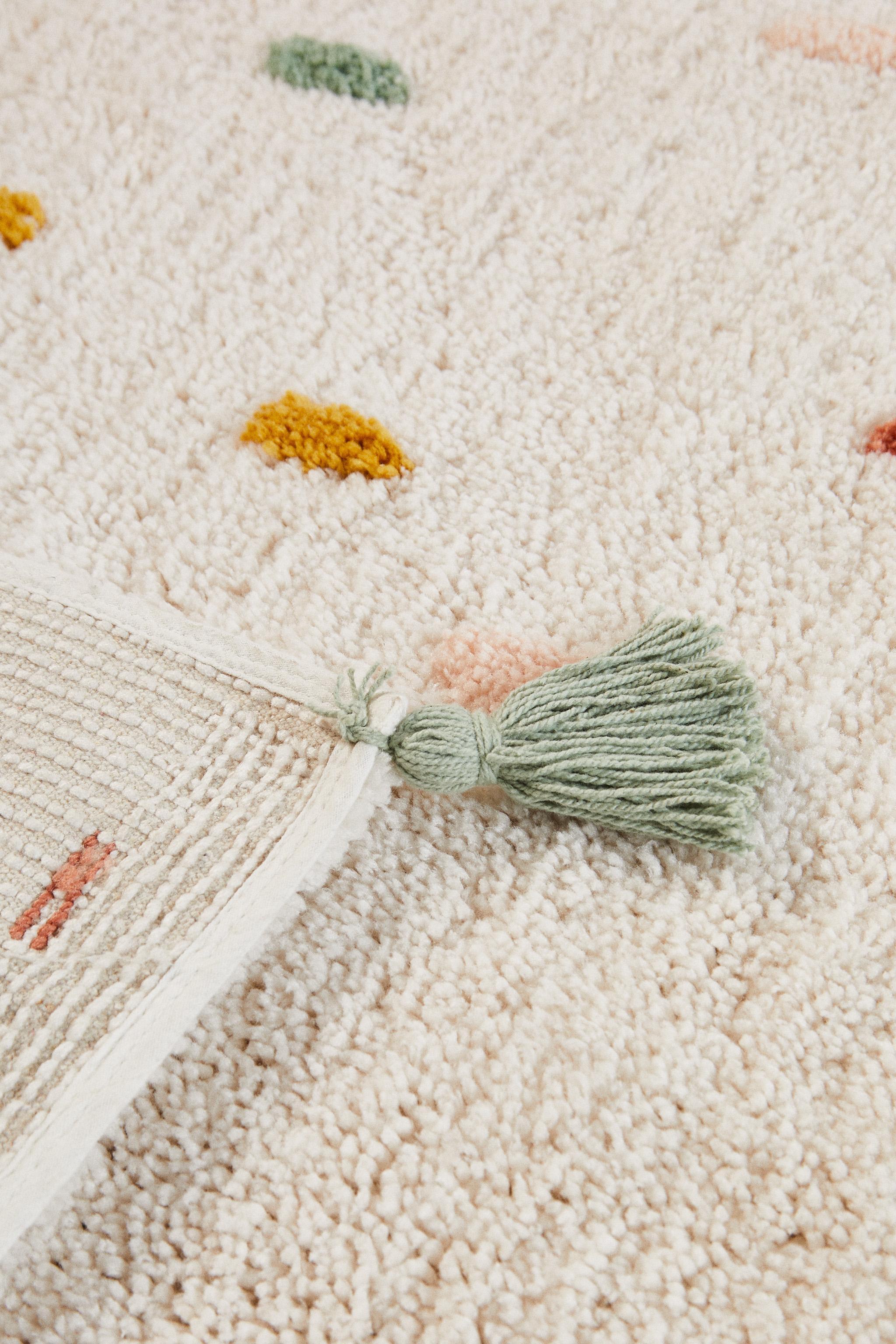 CHILDREN'S MULTICOLORED POLKA DOT COTTON AREA RUG - Oyster