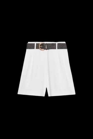 BERMUDASHORTS MIT BUNDFALTEN UND GÜRTEL - Weiß von Zara - Bild 0