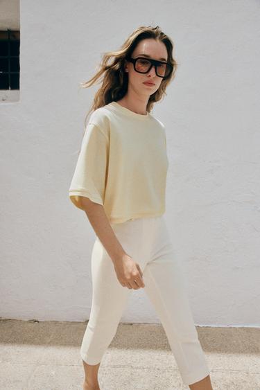 CAMISETA CROP OVERSIZE - Amarillo de Zara