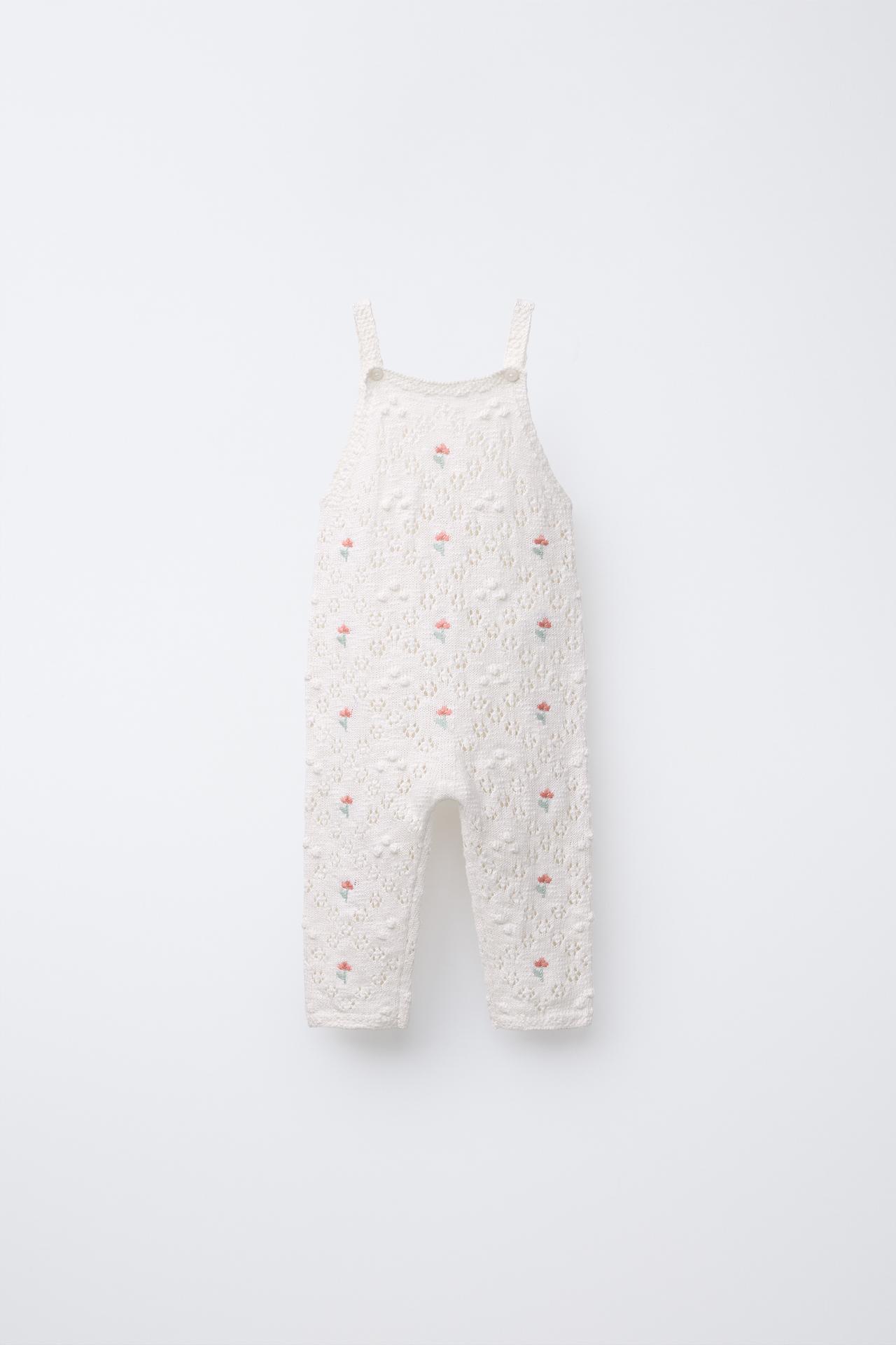 FLORAL KNIT OVERALLS