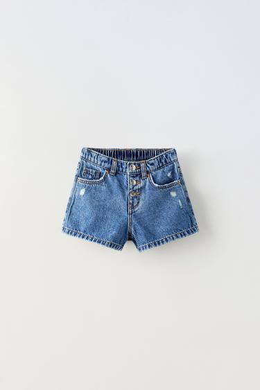 BERMUDA DENIM ROTOS - Azul medio de Zara