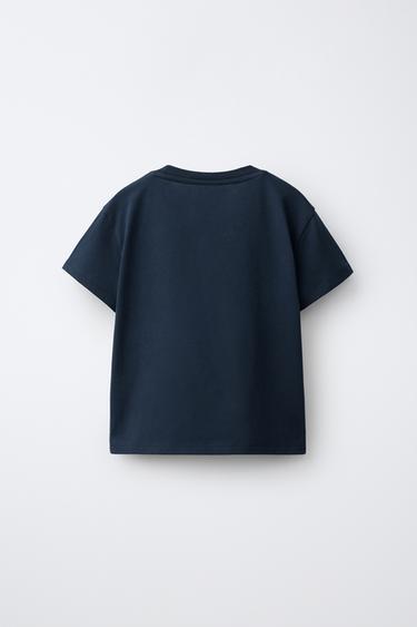 EMBOSSED TERRY FLOWER T-SHIRT — Navy blue 2