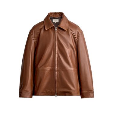 REGULAR FIT LEATHER JACKET - Brandy by Zara