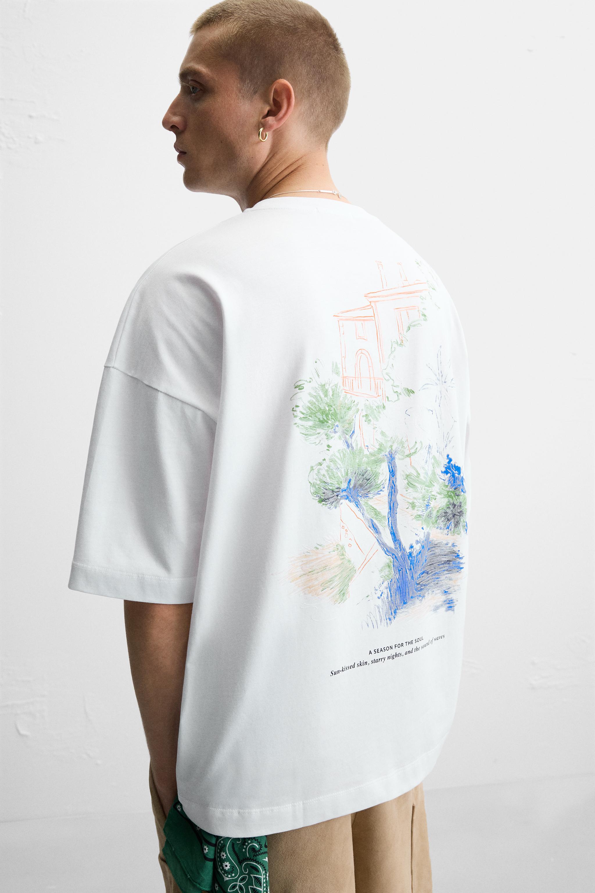 【ZARA】エンボスプリントTシャツ ホワイト | 0495/437/250 エンボスプリントTシャツ - ホワイト | ZARA Japan / 日本