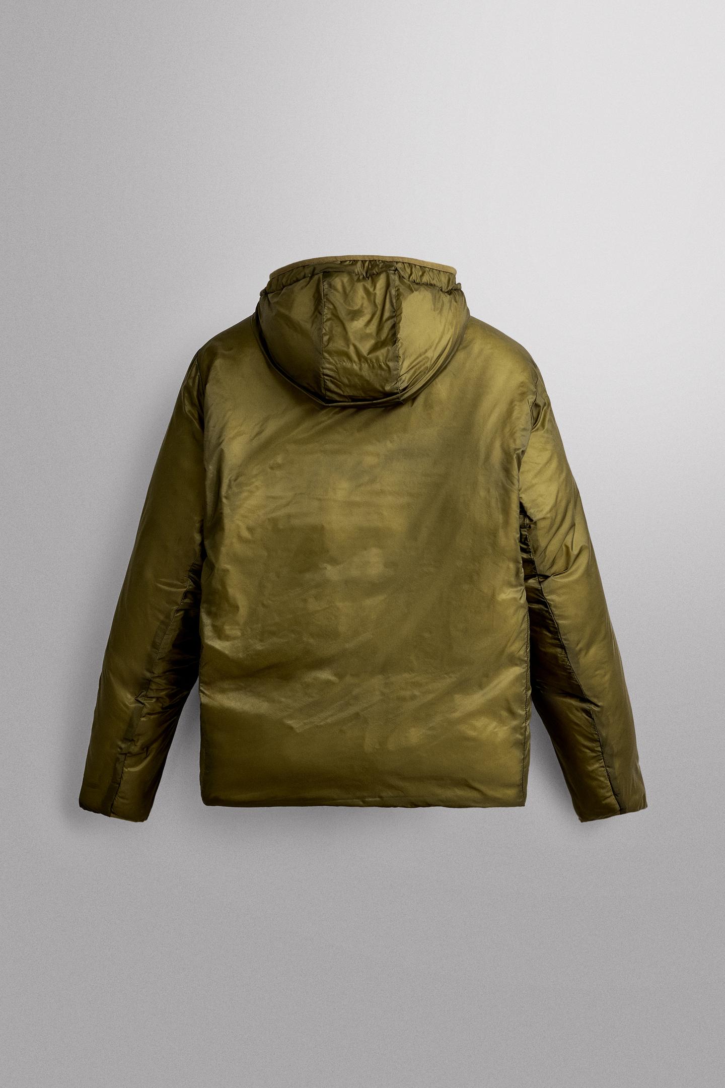 Мужская куртка Zara Quilted Technical, цвет: Матовый зелёный — фото 7
