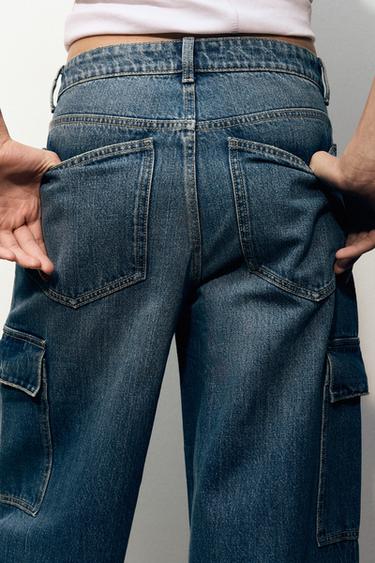 JEANS TRF BAGGY CARGO TIRO MEDIO - Marino de Zara