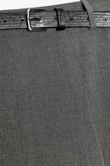 JUPE-PANTALON PLISSÉE AVEC CEINTURE - Gris de Zara - Image 8