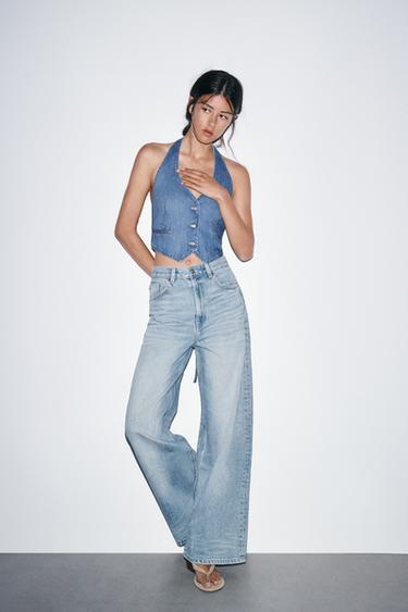 JEANS TRF EXTRA WIDE LEG TIRO ALTO - Azul pastel de Zara