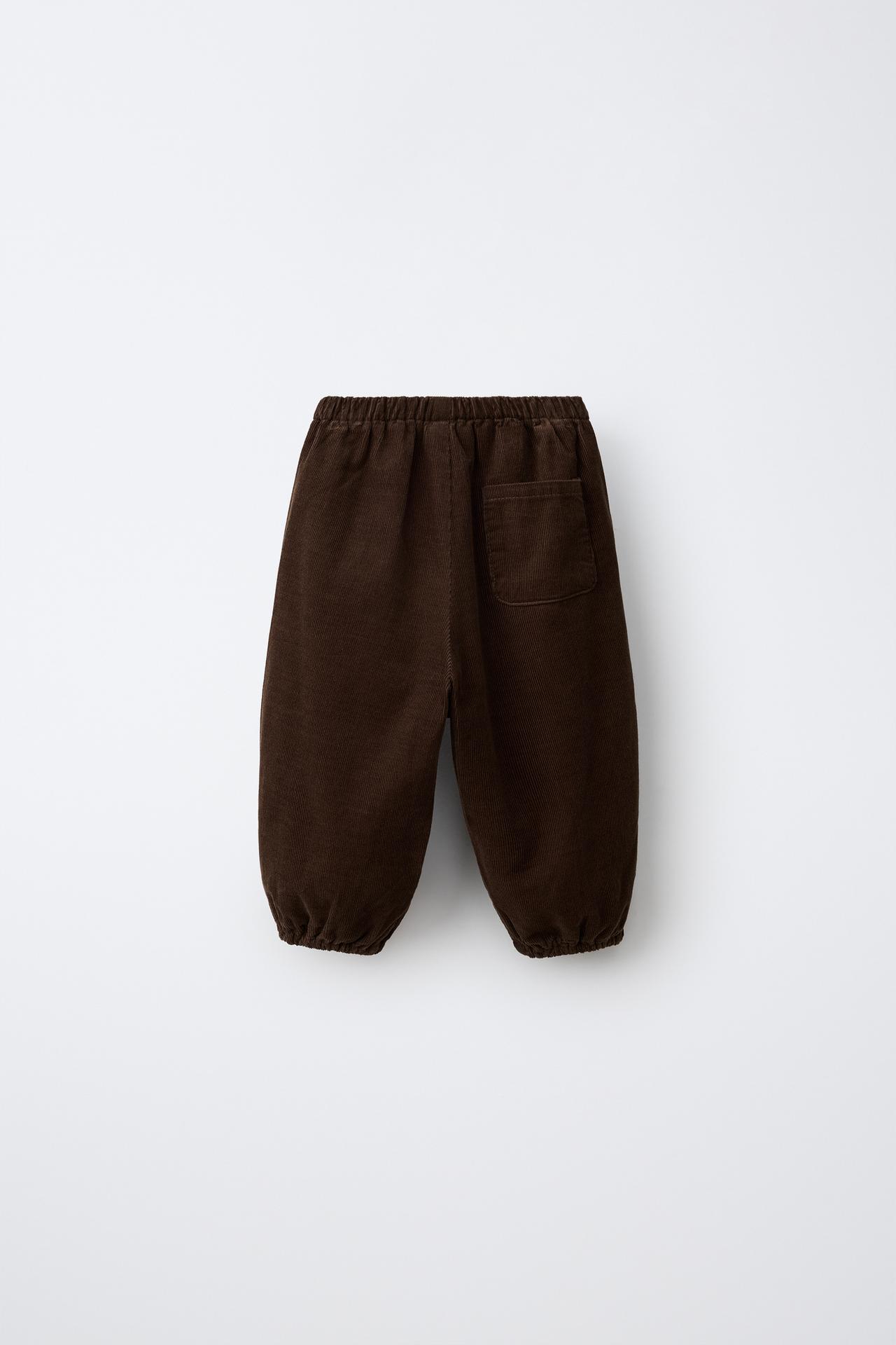 MICRO-CORDUROY JOGGER PANTS — Brown