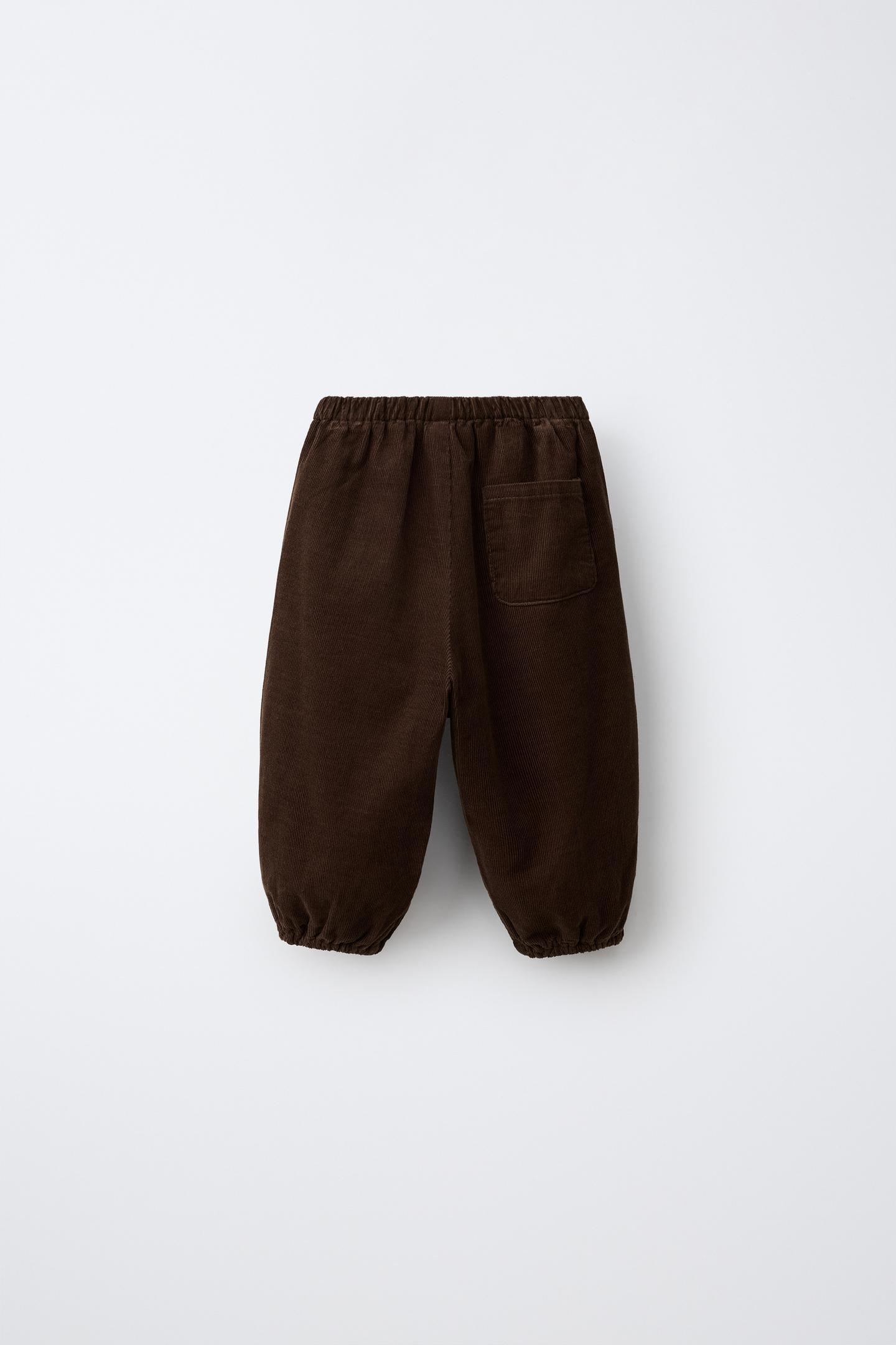 Детские брюки Zara Micro-Corduroy Jogger, цвет: Коричневый — фото 2