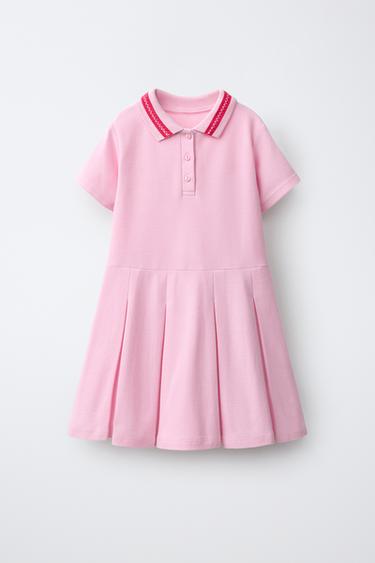 VESTIDO PIQUÉ CUELLO POLO - Rosa de Zara - Imagen 0