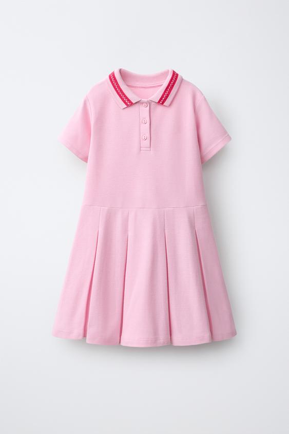 VESTIDO PIQUÉ CUELLO POLO - Rosa de Zara - Imagen 0