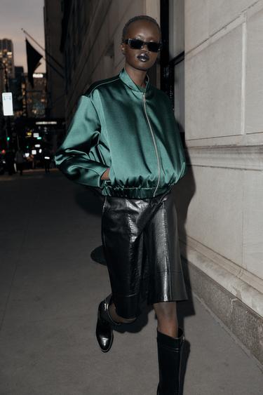 CAÇADORA BOMBER SATINADA - Verd de Zara
