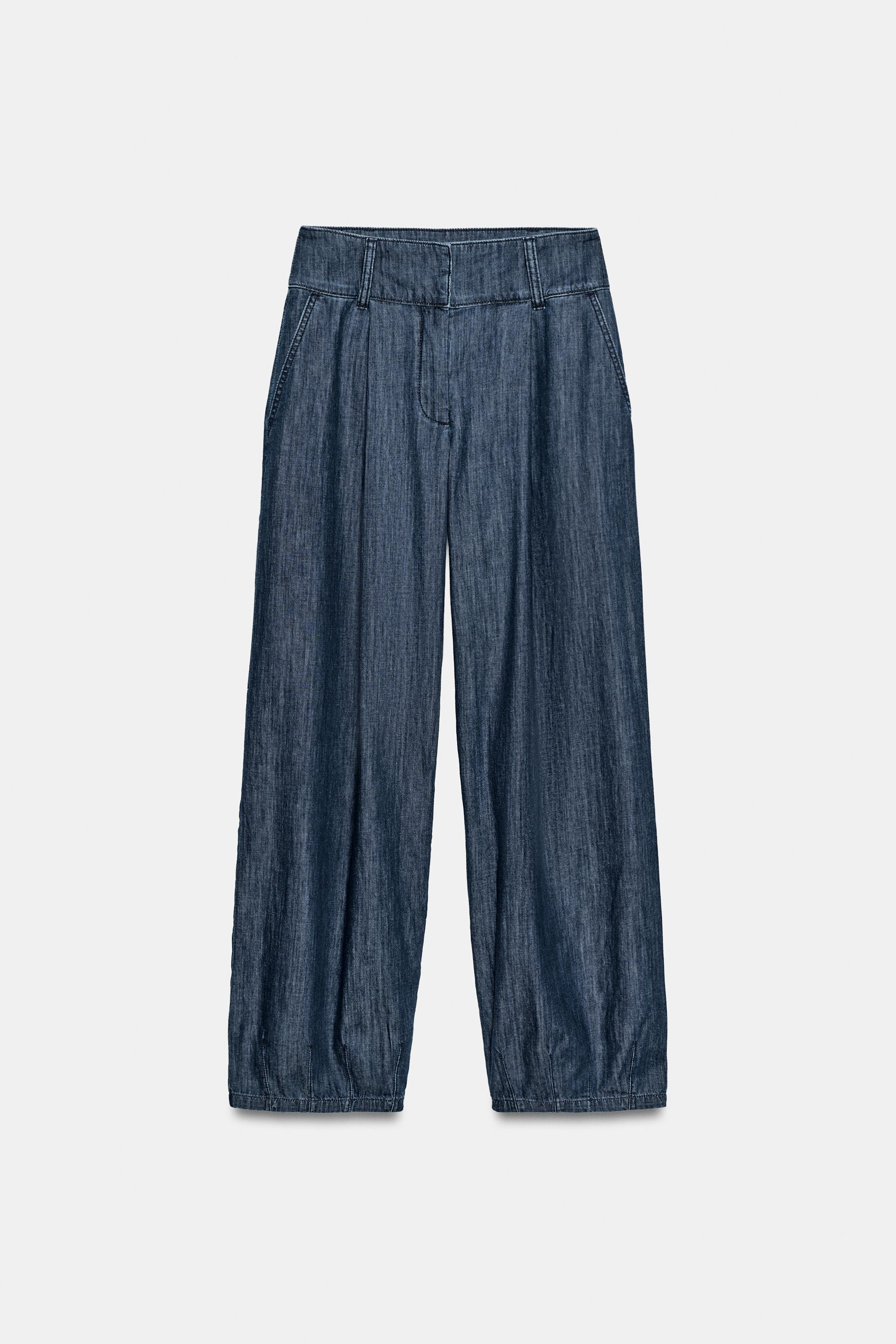 Женские брюки Zara PLEATED BARREL PANTS — фото 5
