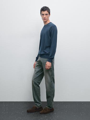 Zara Cotton and silk blend sweater - Duck blue - Image 0