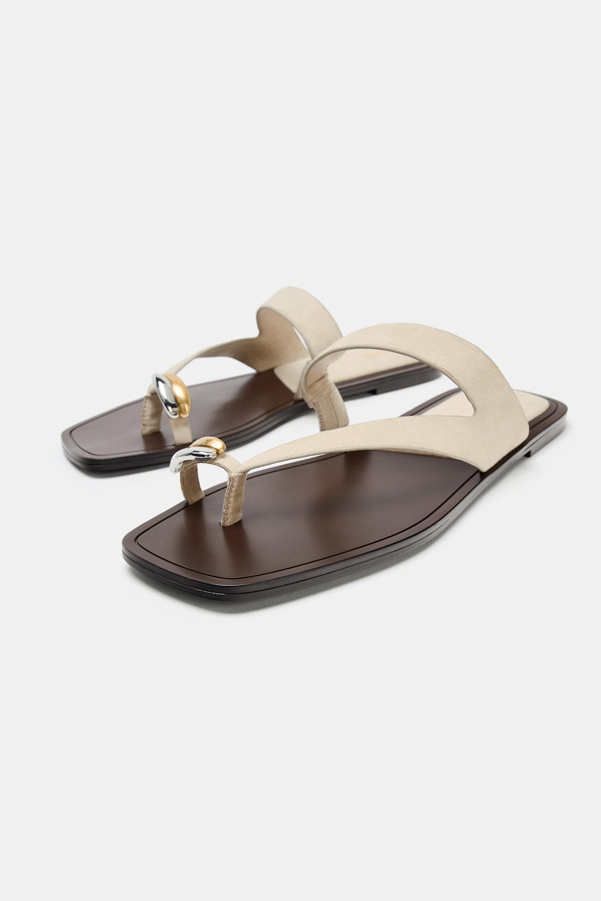 Zara METAL DETAYLI DERİ SANDALET görsel 3
