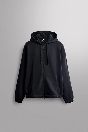 SUDADERA ALGODÓN CREMALLERA CAPUCHA - Marino de Zara