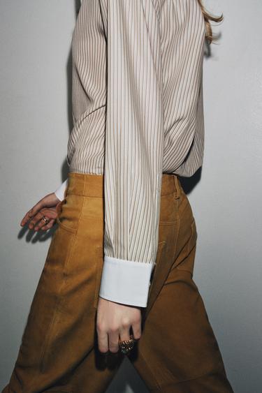 CHEMISE RAYURES CONTRASTE ZW COLLECTION - rayures de Zara - Image 4