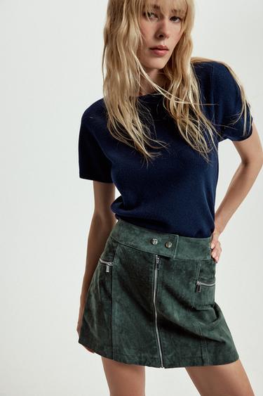 MINISSAIA 100% SUEDE - Verde-médio da Zara
