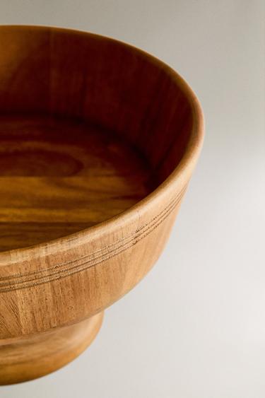 WOODEN FRUIT BOWL WITH BASE - Brown by Zara - Image 2