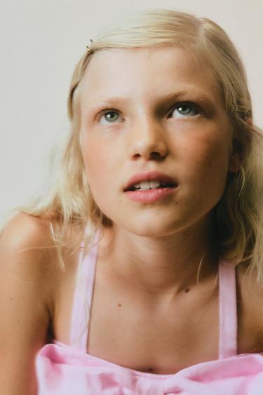 Zara 100% LINEN BOW TOP - Pink