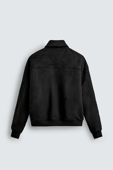 FAUX SUEDE QUILTED JACKET - Black by Zara