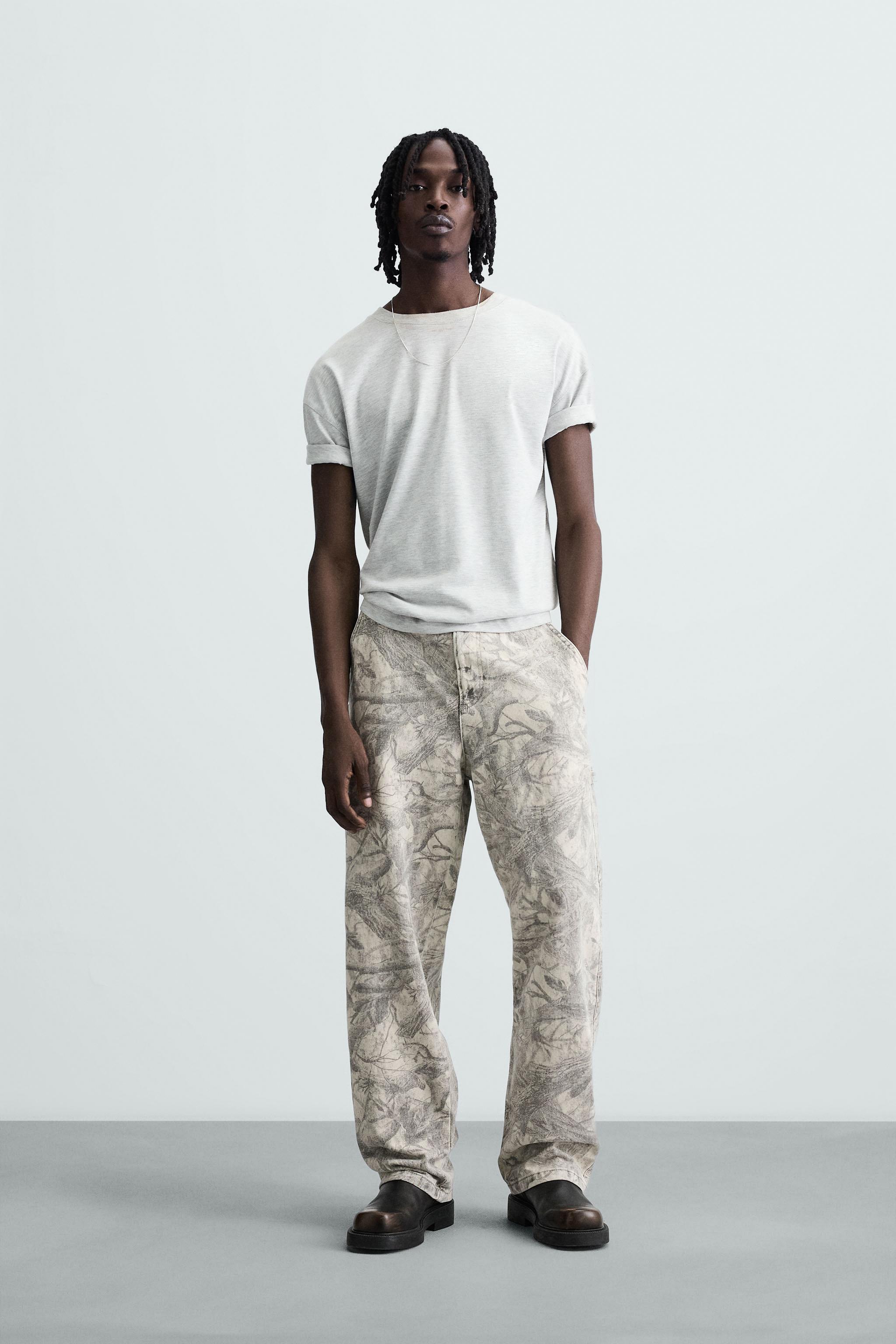 CALÇA DE CARPINTEIRO COM ESTAMPA ABSTRATA - 026 | ZARA Brasil