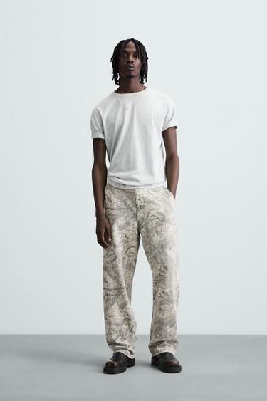 Zara ABSTRACT PRINT CARPENTER PANTS - 026 - Image 0