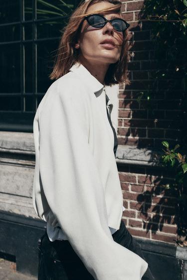 JACHETĂ TIP AVIATOR GLOBO - Ecru de la Zara