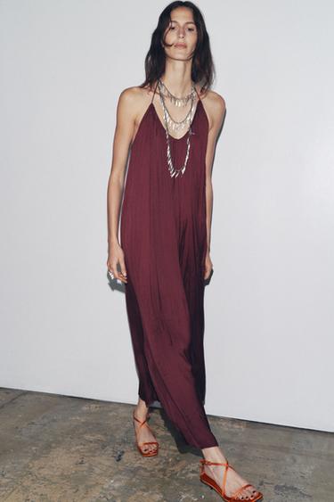 ZW COLLECTION LONG SATIN DRESS - Burgundy by Zara - Image 4