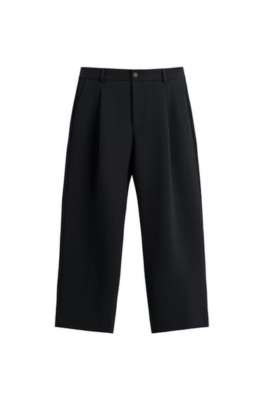 PANTALON RELAXED FIT À PLIS - Noir de Zara