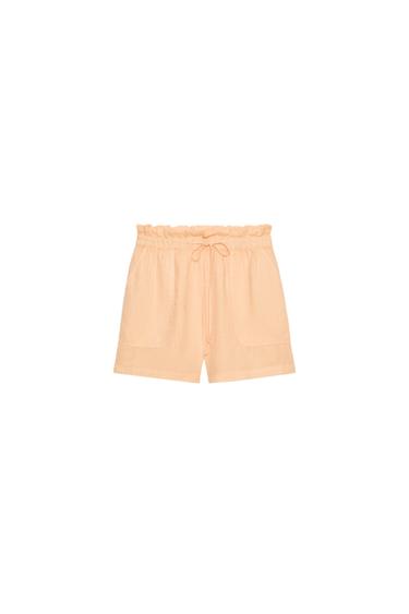 ШОРТИ З 100% ЛЬОНУ ZW COLLECTION - Мандариновий Zara
